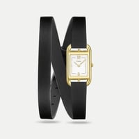 ساعة نسائية جلد لفتين ماركة كاتيرا سير اسود إطار ذ...