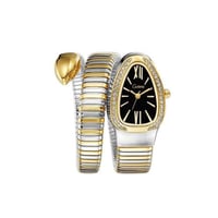 ساعة يد على شكل ثعبان باللون الفضي والذهبي ميناء ا...