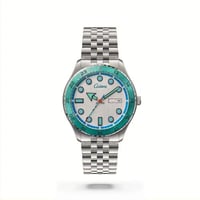 ساعة رجالية بسير استيل فضي اطار تيفاني