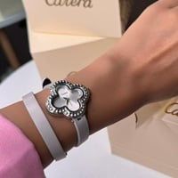 ساعة نسائية جلد ماركة كاتيرا سير رمادي إطار فضي