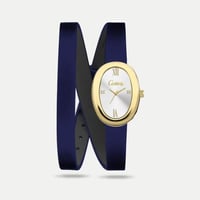 ساعة نسائية جلد ماركة كاتيرا سير كحلي إطار ذهبي