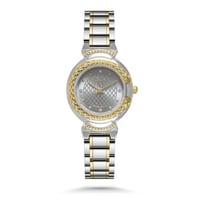 ساعة نسائية ستيل بلون فضي وذهبي ميناء رمادي