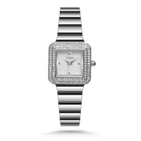 ساعة نسائية ستيل بلون فضي ميناء ابيض