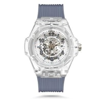 ساعة رجالية بسير ربل بلون رصاصي