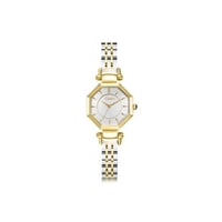 ساعة نسائية ستيل باللون الفضي والذهبي اطار ذهبي