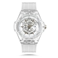 ساعة رجالي ربل شفاف بلون أبيض