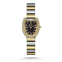 ساعة نسائية ستيل بلون فضي و ذهبي ميناء اسود