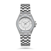 ساعة نسائية ستيل بلون فضي ميناء ابيض