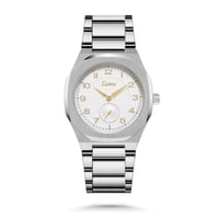 ساعة رجالية ستيل فضي أرقام بلون اصفر