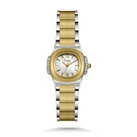 ساعة نسائية فضي و ذهبي بميناء أبيض - تصميم فخم