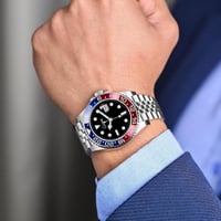 ساعة رجالية فخمة ماركة كاتيرا سير فضي اطار ازرق وا...