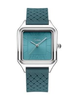 ساعة رجالي مغناطيس ربل اخضر فاتح اطار فضي