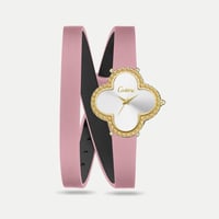 ساعة نسائية جلد ماركة كاتيرا سير وردي إطار ذهبي