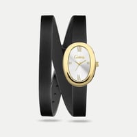 ساعة نسائية جلد ماركة كاتيرا سير أسود اطار ذهبي مي...