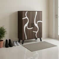 خزانة احذية بابين خشب ماليزي 5 أدوار - بني غامق و...