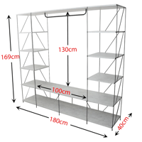 رفوف تخزين مع تعليق ملابس متعدد الاستخدام بتصميم ع...