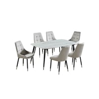 طقم طاولة طعام رخام 6 كراسي 1 طاولة