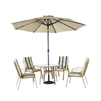 طقم جلسة خارجية 4 كراسي مع طاولة مظلة