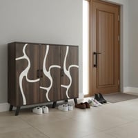 خزانة احذية 3 درفات خشب ماليزي 5 أدوار - بني غامق...