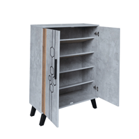 خزانة أحذية مودرن 2 باب 4 أرفف خشب ماليزي , رمادي...