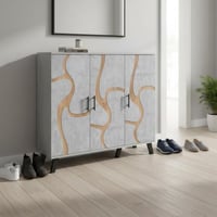 خزانة احذية 3 درفات خشب ماليزي 5 أدوار - رمادي فات...