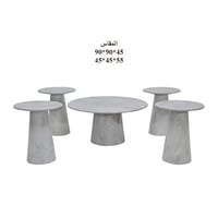 طقم طاولة شاهي رخام 1+4 - أنيقة دائرية بتصميم عصري...