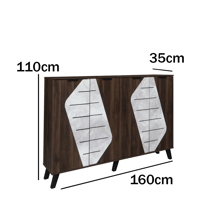 خزانة أحذية مودرن مساحة واسعة 2 أقسام 5 ارفف خشب م...