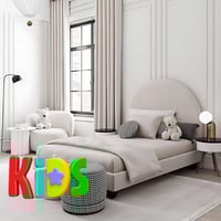 سرير اطفال توين منجد بقماش مخمل ناعم