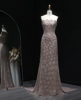 فستان سهرة مع تدرج اللوان المرجان مع فتحات جانبية...