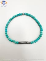 سوار حجر الفيروز الطبيعي الكريم مع حلقات فضيه.