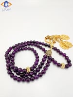 سبحه حجر الأماثيست ( الجمشت) الطبيعي الكريم الداكن...