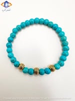 سوار حجر الفيروز الطبيعي الكريم مع حلقات ذهبيه فاخ...