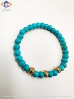 سوار حجر الفيروز الطبيعي الكريم مع حلقات ذهبيه فاخ...
