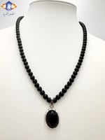 عقد وتعليقه حجر العقيق الأسود الأنكس الكريم الطبيع...