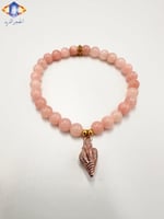 سوار حجر العقيق الوردي الكريم الطبيعي .