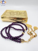 سبحه حجر الأماثيست ( الجمشت) الطبيعي الكريم الداكن...