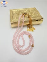 سبحه حجر الكوارتز الوردي الطبيعي الكريم .