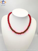 عقد الحجر المرجاني الأحمر (كورال) الكريم الطبيعي .