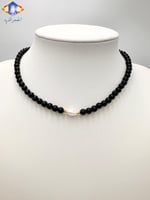 عقد حجر الأونكس(العقيق الأسود ) الكريم الطبيعي .
