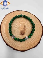 سوار حجر الملاكايت الطبيعي الكريم مع إكسسوار فضي ....