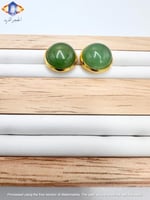 حلق من حجرالأفانتورين الأخضر الكريم الطبيعي .