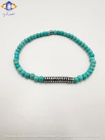 سوار حجر الفيروز الطبيعي الكريم مع حلقات فضيه.