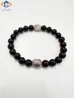 سوار حجر التورمالين الأسود الكريم الطبيعي الفاخر .
