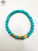 سوار حجر الفيروز الطبيعي الكريم مع اكسسوار ذهبي إس...