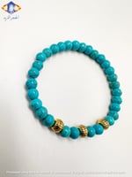 سوار حجر الفيروز الطبيعي الكريم مع حلقات ذهبيه فاخ...