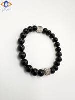 سوار حجر التورمالين الأسود الكريم الطبيعي الفاخر .