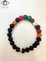سوار حجر البركاني الملون والاسود الطبيعي 8 ملم .