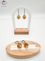 حلق من الفضه و حجر السيترين الطبيعي الكريم .