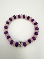 سوار حجر اليشب البنفسجي والوردي القرصي المضلع الطب...