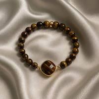 سوار حجر عين النمر الأصفر الطبيعي الكريم .